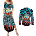 Personalized Sharks ANZAC Day Couples Matching Summer Maxi Dress and Long Sleeve Button Shirt Australian Army - Lest We Forget
