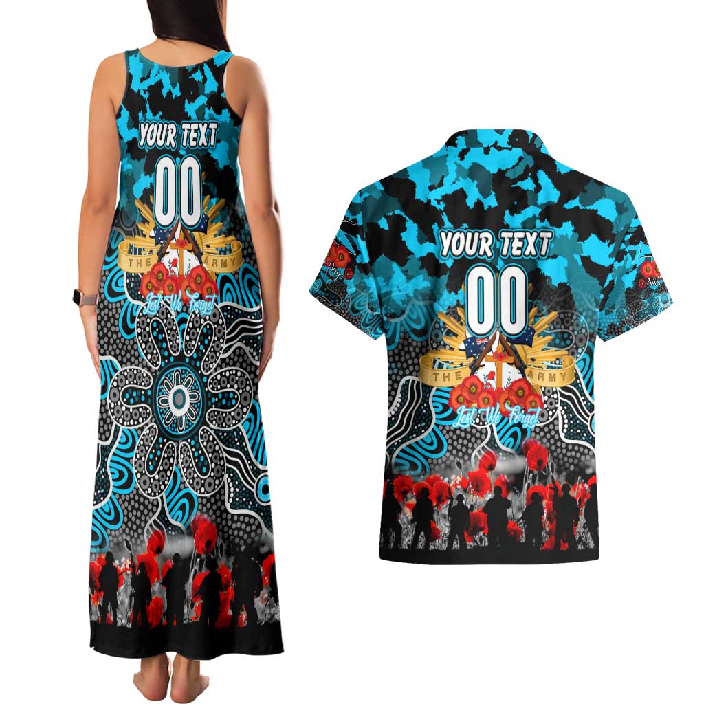 Personalized Sharks ANZAC Day Couples Matching Tank Maxi Dress and Hawaiian Shirt Australian Army - Lest We Forget