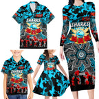 Personalized Sharks ANZAC Day Family Matching Long Sleeve Bodycon Dress and Hawaiian Shirt Australian Army - Lest We Forget