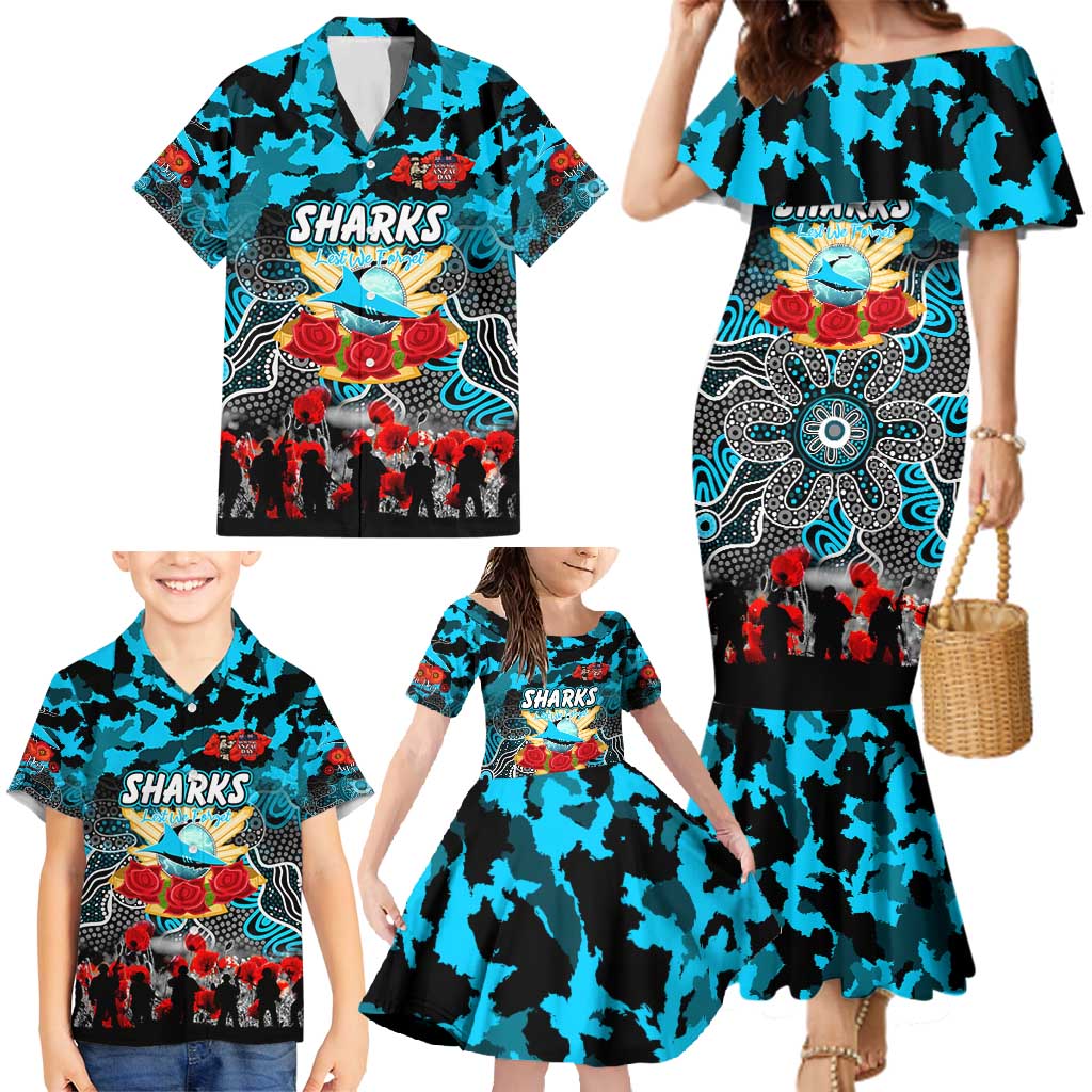 Personalized Sharks ANZAC Day Family Matching Mermaid Dress and Hawaiian Shirt Australian Army - Lest We Forget