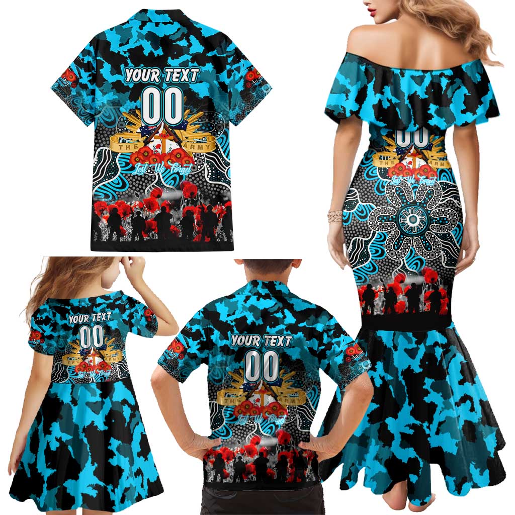 Personalized Sharks ANZAC Day Family Matching Mermaid Dress and Hawaiian Shirt Australian Army - Lest We Forget