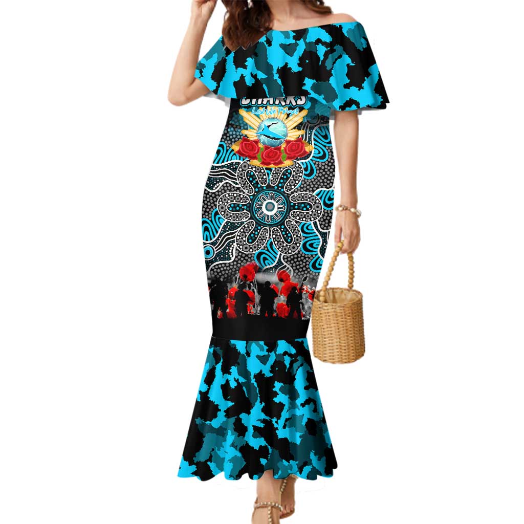 Personalized Sharks ANZAC Day Family Matching Mermaid Dress and Hawaiian Shirt Australian Army - Lest We Forget