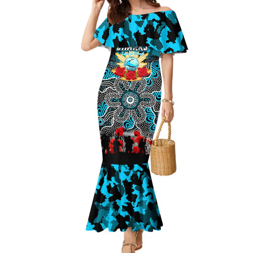 Personalized Sharks ANZAC Day Family Matching Mermaid Dress and Hawaiian Shirt Australian Army - Lest We Forget