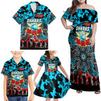 Personalized Sharks ANZAC Day Family Matching Off Shoulder Maxi Dress and Hawaiian Shirt Australian Army - Lest We Forget