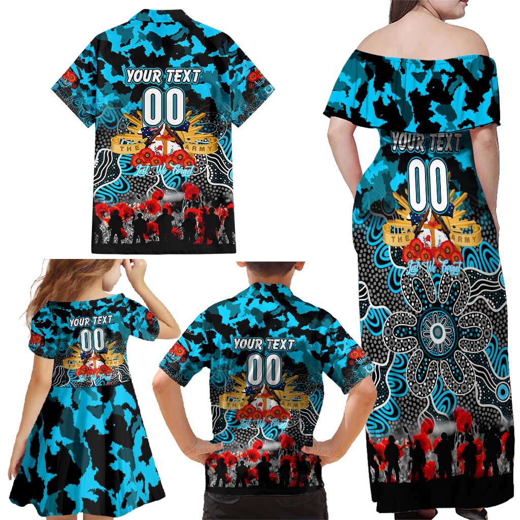 Personalized Sharks ANZAC Day Family Matching Off Shoulder Maxi Dress and Hawaiian Shirt Australian Army - Lest We Forget