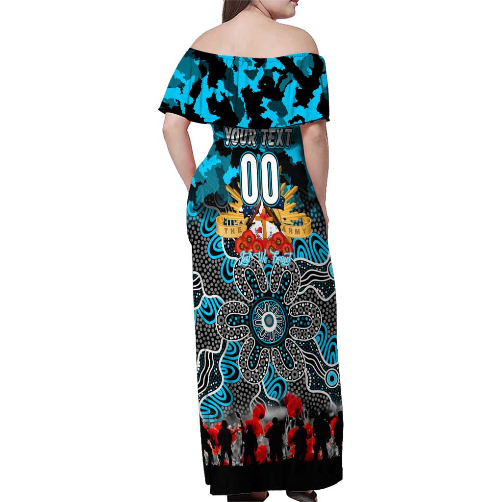 Personalized Sharks ANZAC Day Family Matching Off Shoulder Maxi Dress and Hawaiian Shirt Australian Army - Lest We Forget