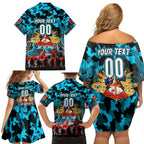 Personalized Sharks ANZAC Day Family Matching Off Shoulder Short Dress and Hawaiian Shirt Australian Army - Lest We Forget