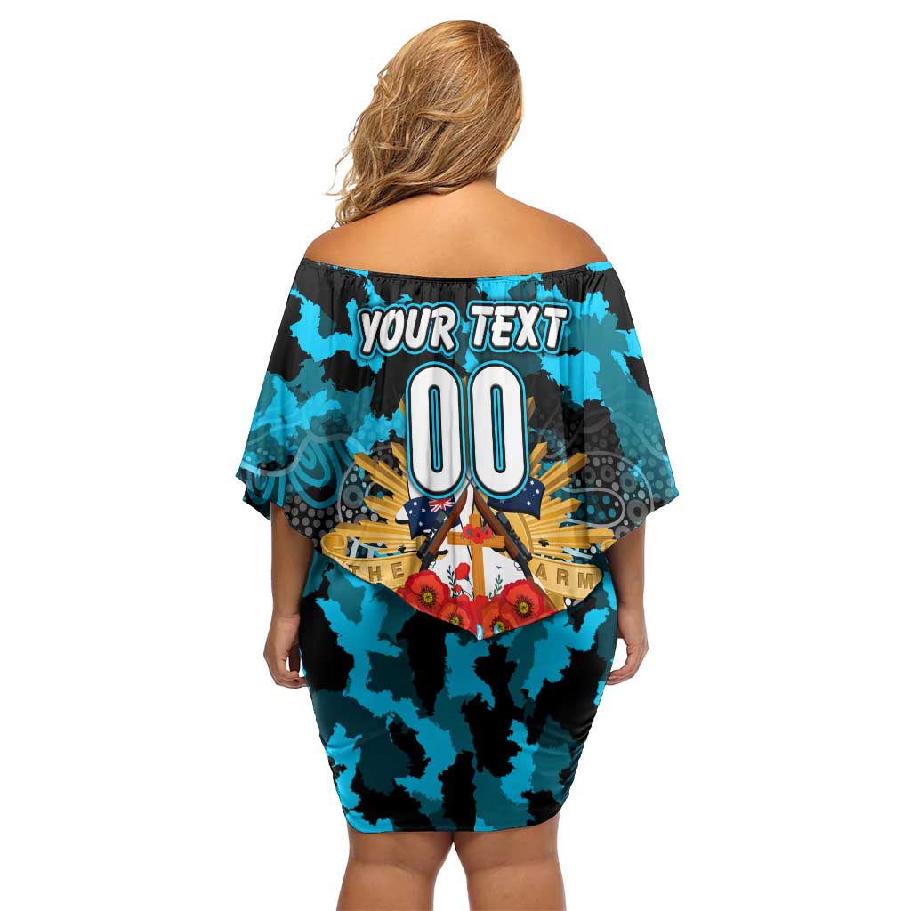 Personalized Sharks ANZAC Day Family Matching Off Shoulder Short Dress and Hawaiian Shirt Australian Army - Lest We Forget