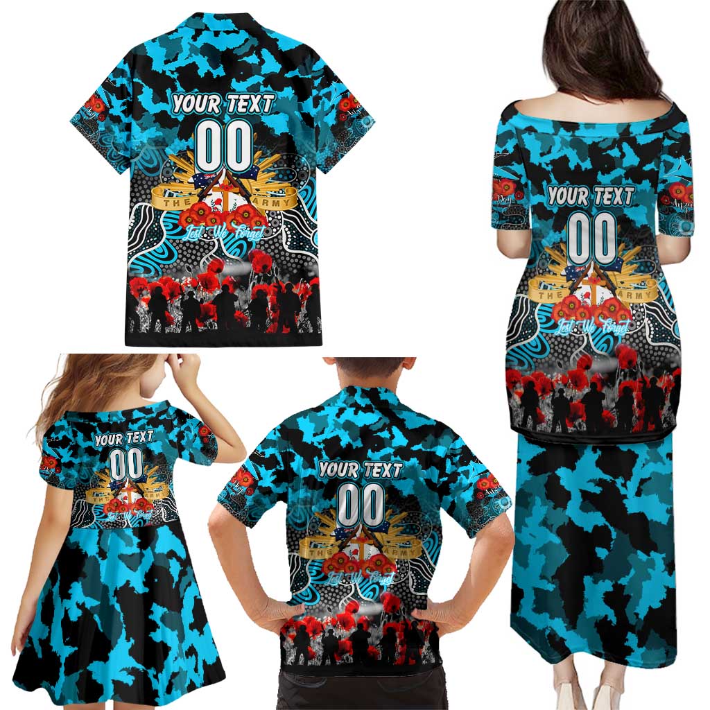 Personalized Sharks ANZAC Day Family Matching Puletasi and Hawaiian Shirt Australian Army - Lest We Forget