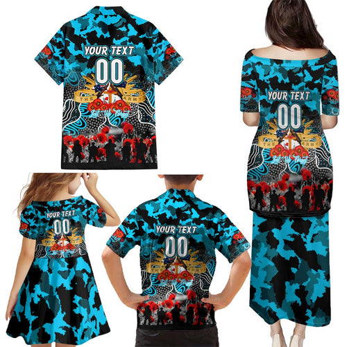 Personalized Sharks ANZAC Day Family Matching Puletasi and Hawaiian Shirt Australian Army - Lest We Forget