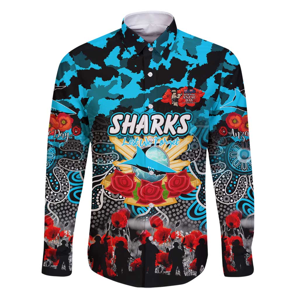 Personalized Sharks ANZAC Day Family Matching Puletasi and Hawaiian Shirt Australian Army - Lest We Forget