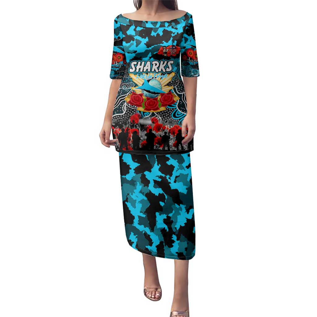 Personalized Sharks ANZAC Day Family Matching Puletasi and Hawaiian Shirt Australian Army - Lest We Forget
