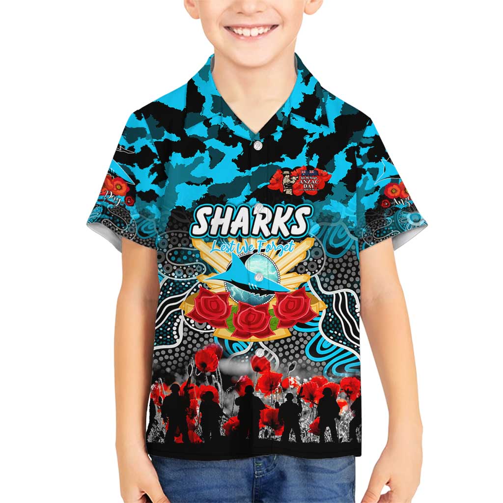 Personalized Sharks ANZAC Day Family Matching Puletasi and Hawaiian Shirt Australian Army - Lest We Forget