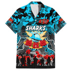 Personalized Sharks ANZAC Day Family Matching Short Sleeve Bodycon Dress and Hawaiian Shirt Australian Army - Lest We Forget