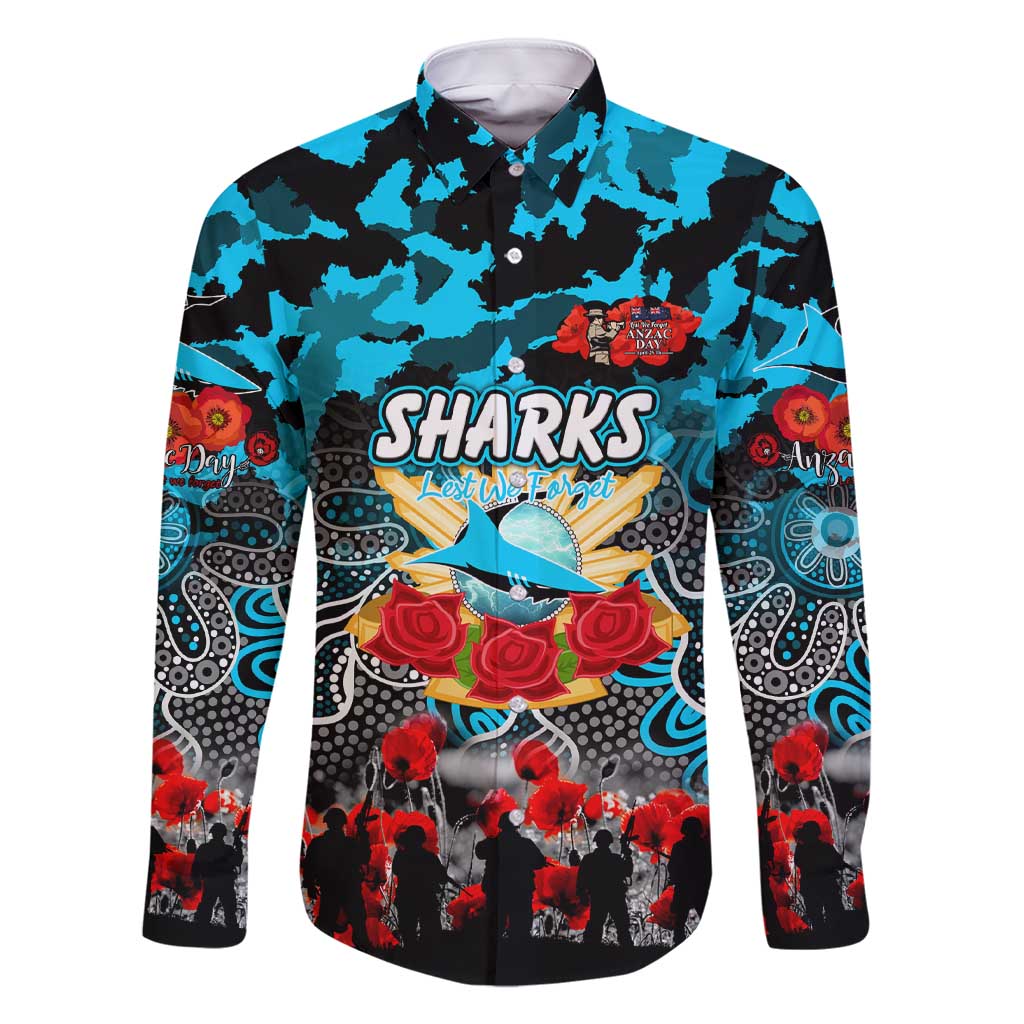 Personalized Sharks ANZAC Day Family Matching Short Sleeve Bodycon Dress and Hawaiian Shirt Australian Army - Lest We Forget