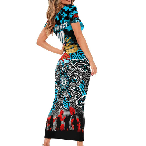 Personalized Sharks ANZAC Day Family Matching Short Sleeve Bodycon Dress and Hawaiian Shirt Australian Army - Lest We Forget