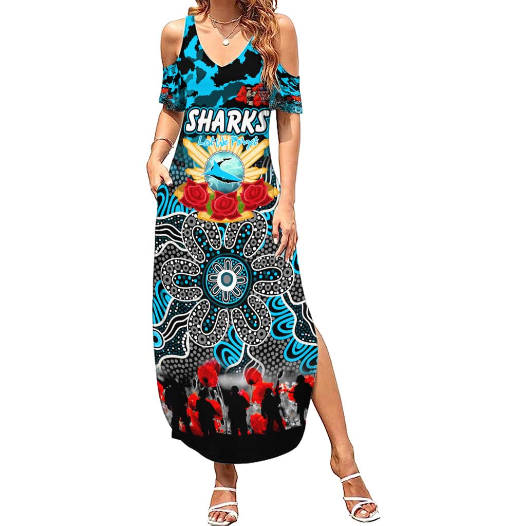 Personalized Sharks ANZAC Day Family Matching Summer Maxi Dress and Hawaiian Shirt Australian Army - Lest We Forget