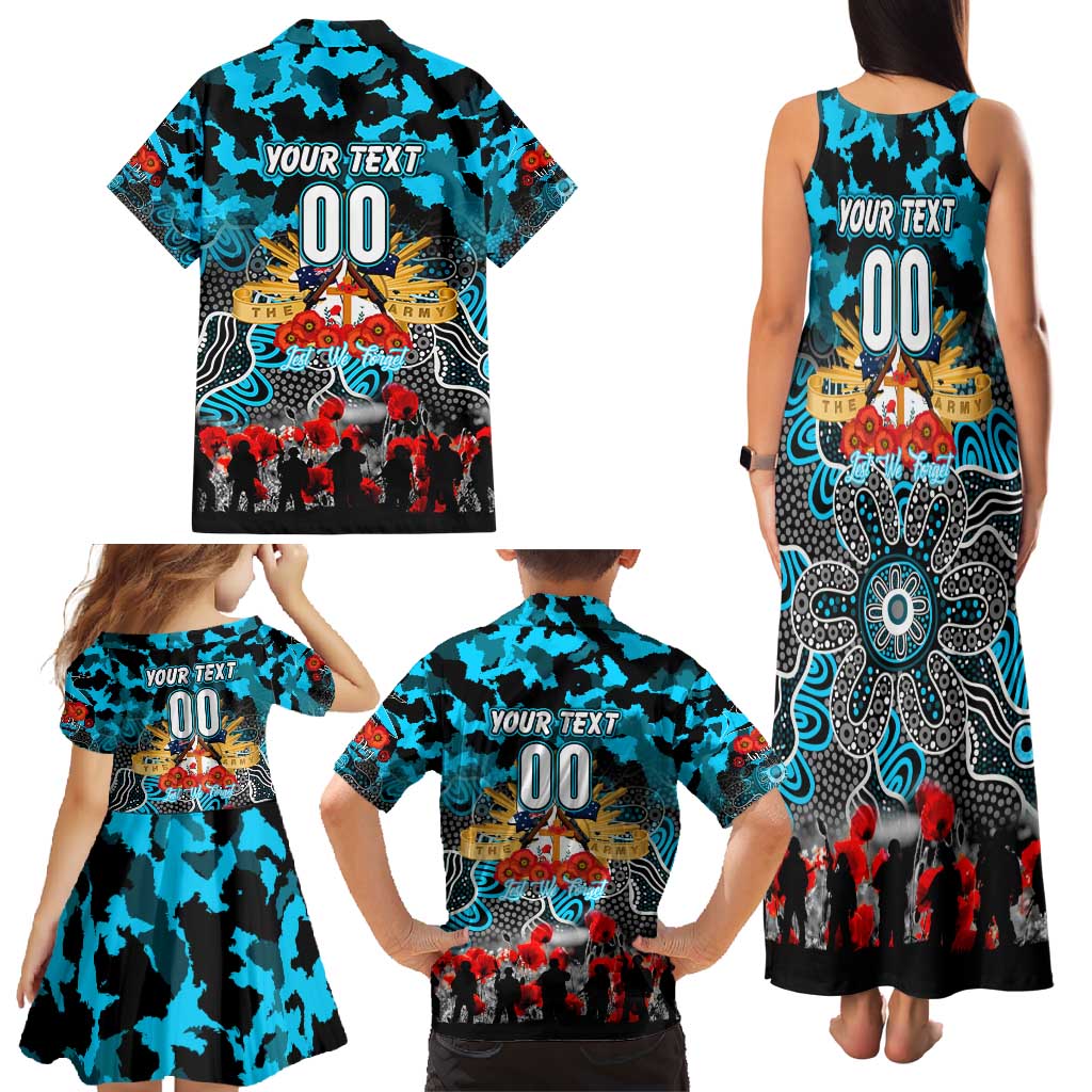 Personalized Sharks ANZAC Day Family Matching Tank Maxi Dress and Hawaiian Shirt Australian Army - Lest We Forget