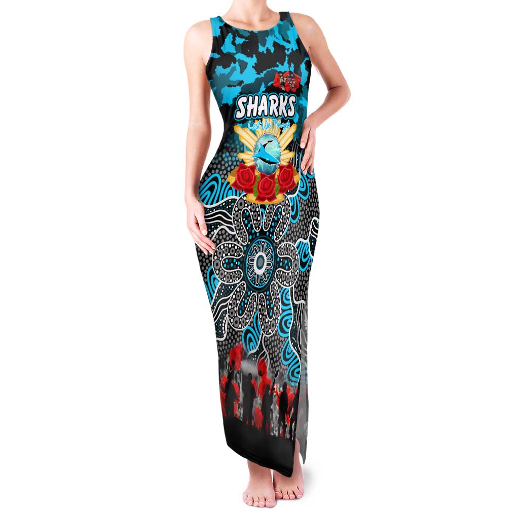 Personalized Sharks ANZAC Day Family Matching Tank Maxi Dress and Hawaiian Shirt Australian Army - Lest We Forget