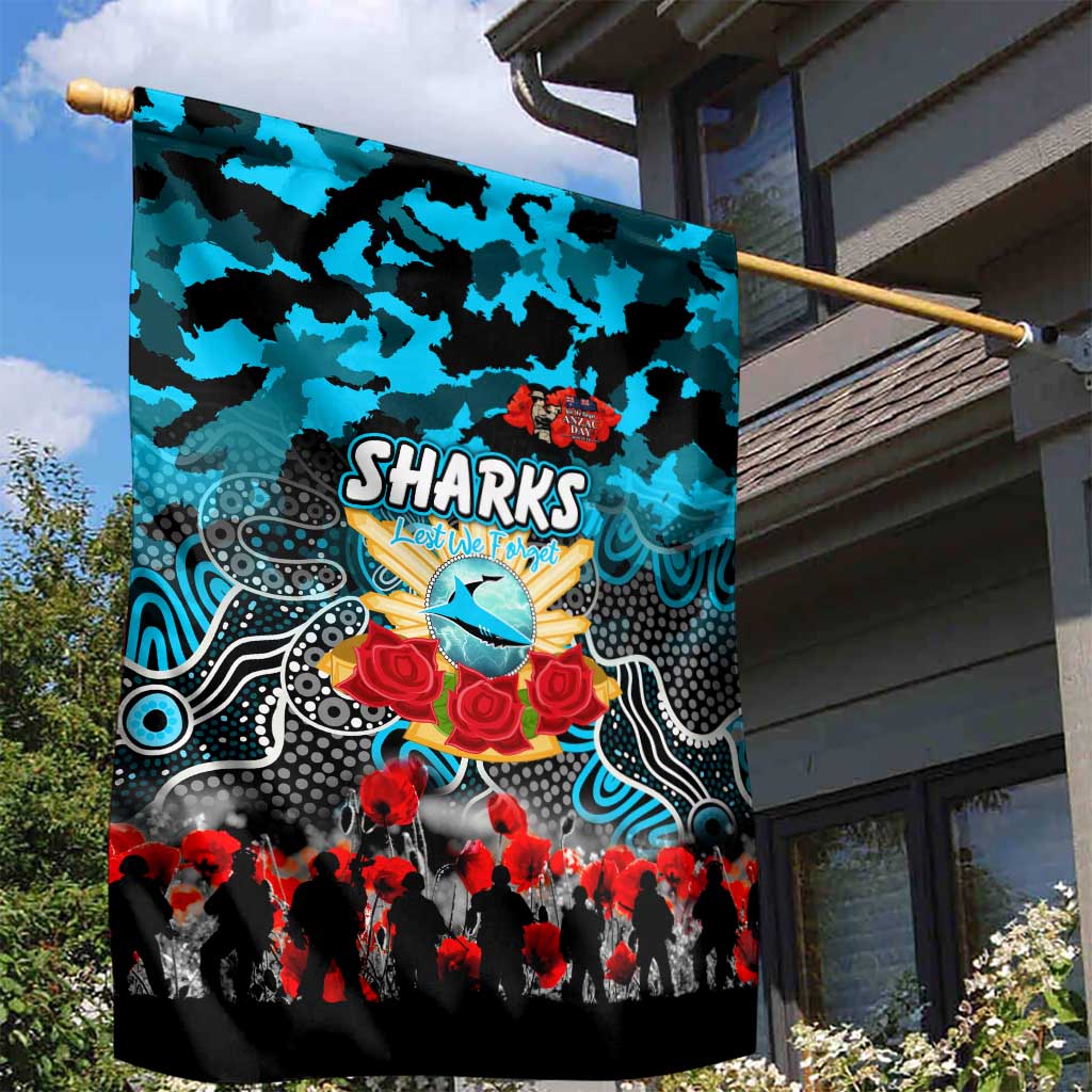 Sharks ANZAC Day Garden Flag Australian Army - Lest We Forget