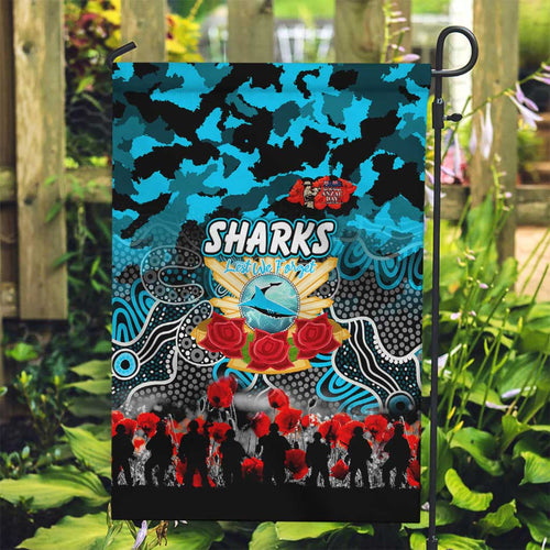 Sharks ANZAC Day Garden Flag Australian Army - Lest We Forget