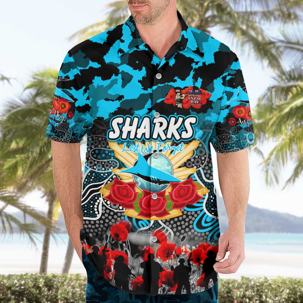 Personalized Sharks ANZAC Day Hawaiian Shirt Australian Army - Lest We Forget