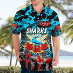Personalized Sharks ANZAC Day Hawaiian Shirt Australian Army - Lest We Forget