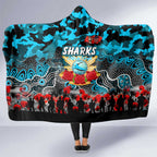 Sharks ANZAC Day Hooded Blanket Australian Army - Lest We Forget