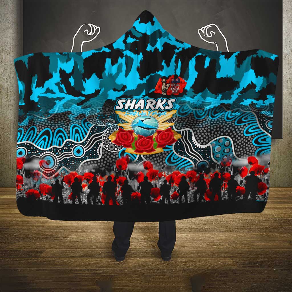 Sharks ANZAC Day Hooded Blanket Australian Army - Lest We Forget