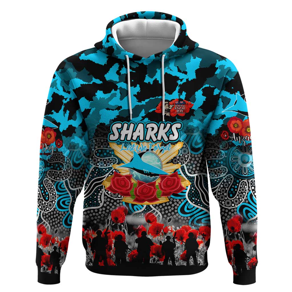 Personalized Sharks ANZAC Day Hoodie Australian Army - Lest We Forget