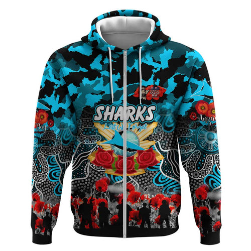 Personalized Sharks ANZAC Day Hoodie Australian Army - Lest We Forget
