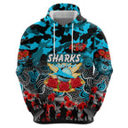 Personalized Sharks ANZAC Day Hoodie Australian Army - Lest We Forget