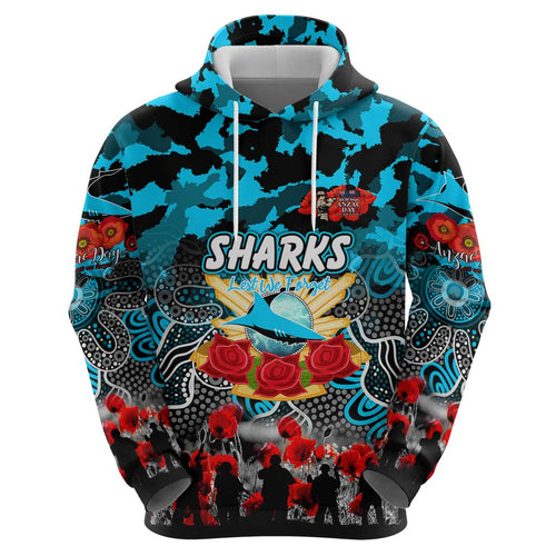 Personalized Sharks ANZAC Day Hoodie Australian Army - Lest We Forget