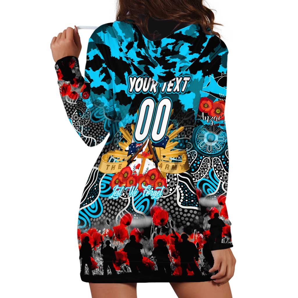 Personalized Sharks ANZAC Day Hoodie Dress Australian Army - Lest We Forget