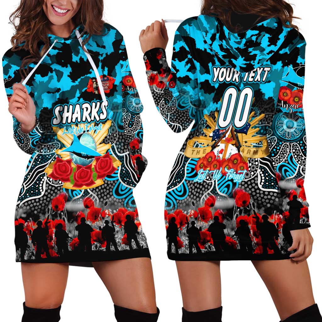Personalized Sharks ANZAC Day Hoodie Dress Australian Army - Lest We Forget