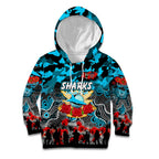Personalized Sharks ANZAC Day Kid Hoodie Australian Army - Lest We Forget