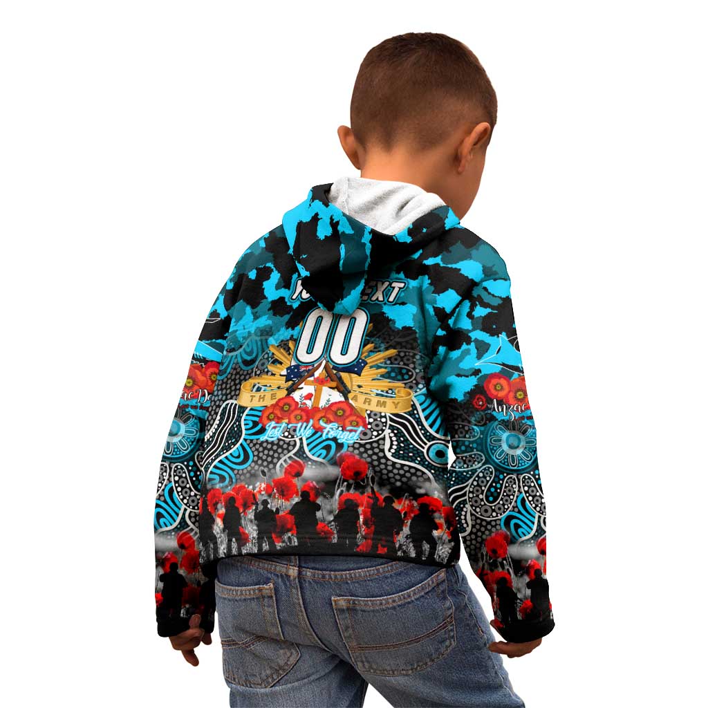 Personalized Sharks ANZAC Day Kid Hoodie Australian Army - Lest We Forget