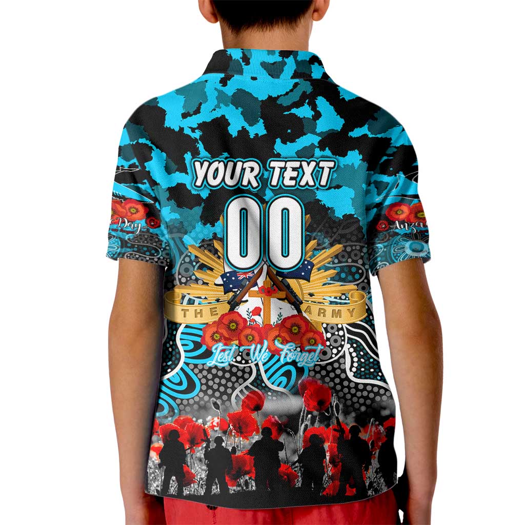 Personalized Sharks ANZAC Day Kid Polo Shirt Australian Army - Lest We Forget