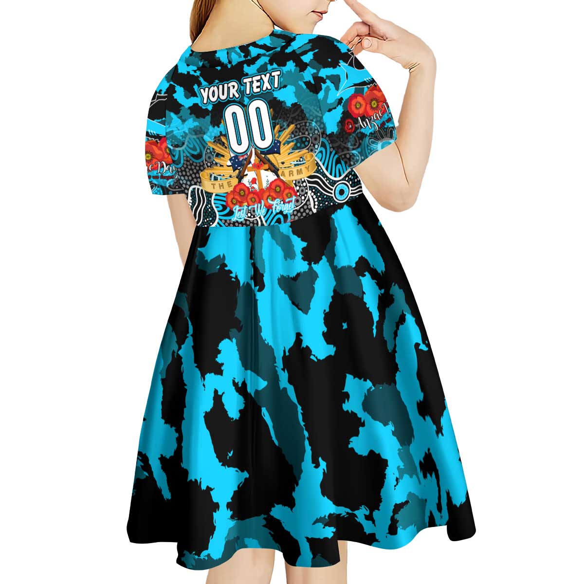 Personalized Sharks ANZAC Day Kid Short Sleeve Dress Australian Army - Lest We Forget