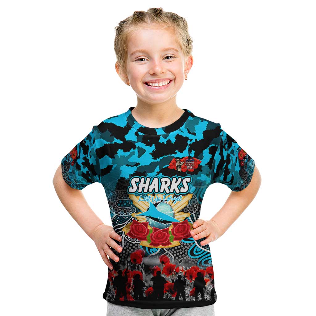 Personalized Sharks ANZAC Day Kid T Shirt Australian Army - Lest We Forget
