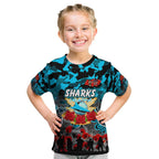 Personalized Sharks ANZAC Day Kid T Shirt Australian Army - Lest We Forget