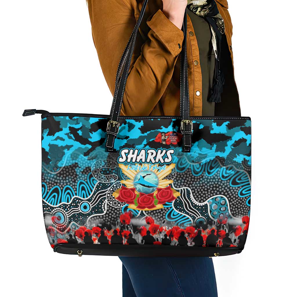 Sharks ANZAC Day Leather Tote Bag Australian Army - Lest We Forget