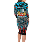 Personalized Sharks ANZAC Day Long Sleeve Bodycon Dress Australian Army - Lest We Forget