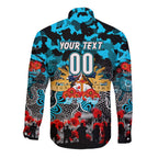 Personalized Sharks ANZAC Day Long Sleeve Button Shirt Australian Army - Lest We Forget