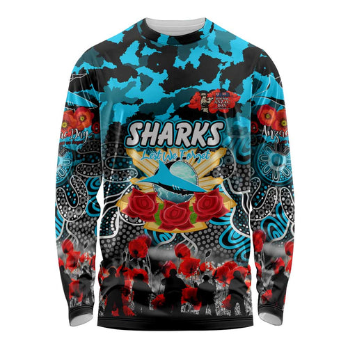 Personalized Sharks ANZAC Day Long Sleeve Shirt Australian Army - Lest We Forget