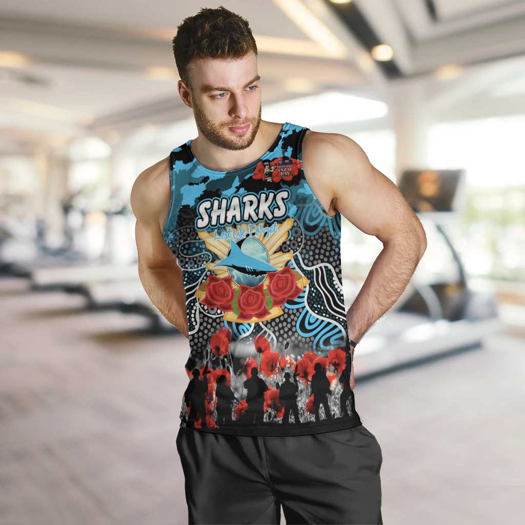 Personalized Sharks ANZAC Day Men Tank Top Australian Army - Lest We Forget