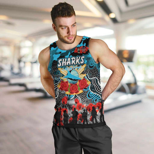 Personalized Sharks ANZAC Day Men Tank Top Australian Army - Lest We Forget