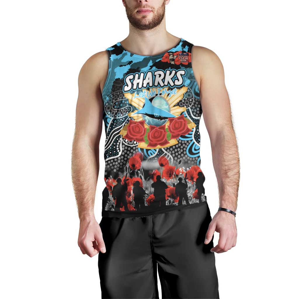 Personalized Sharks ANZAC Day Men Tank Top Australian Army - Lest We Forget