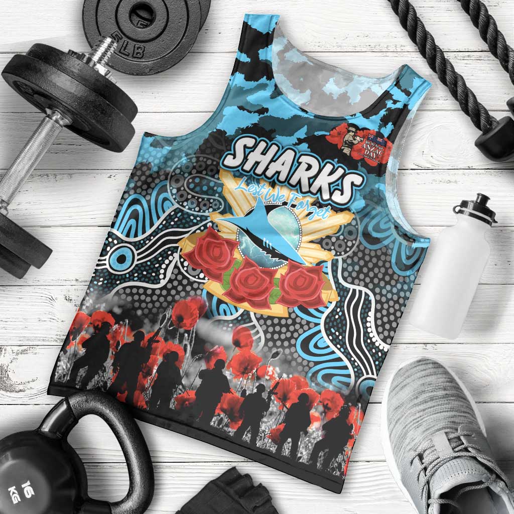 Personalized Sharks ANZAC Day Men Tank Top Australian Army - Lest We Forget