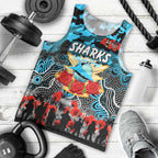 Personalized Sharks ANZAC Day Men Tank Top Australian Army - Lest We Forget